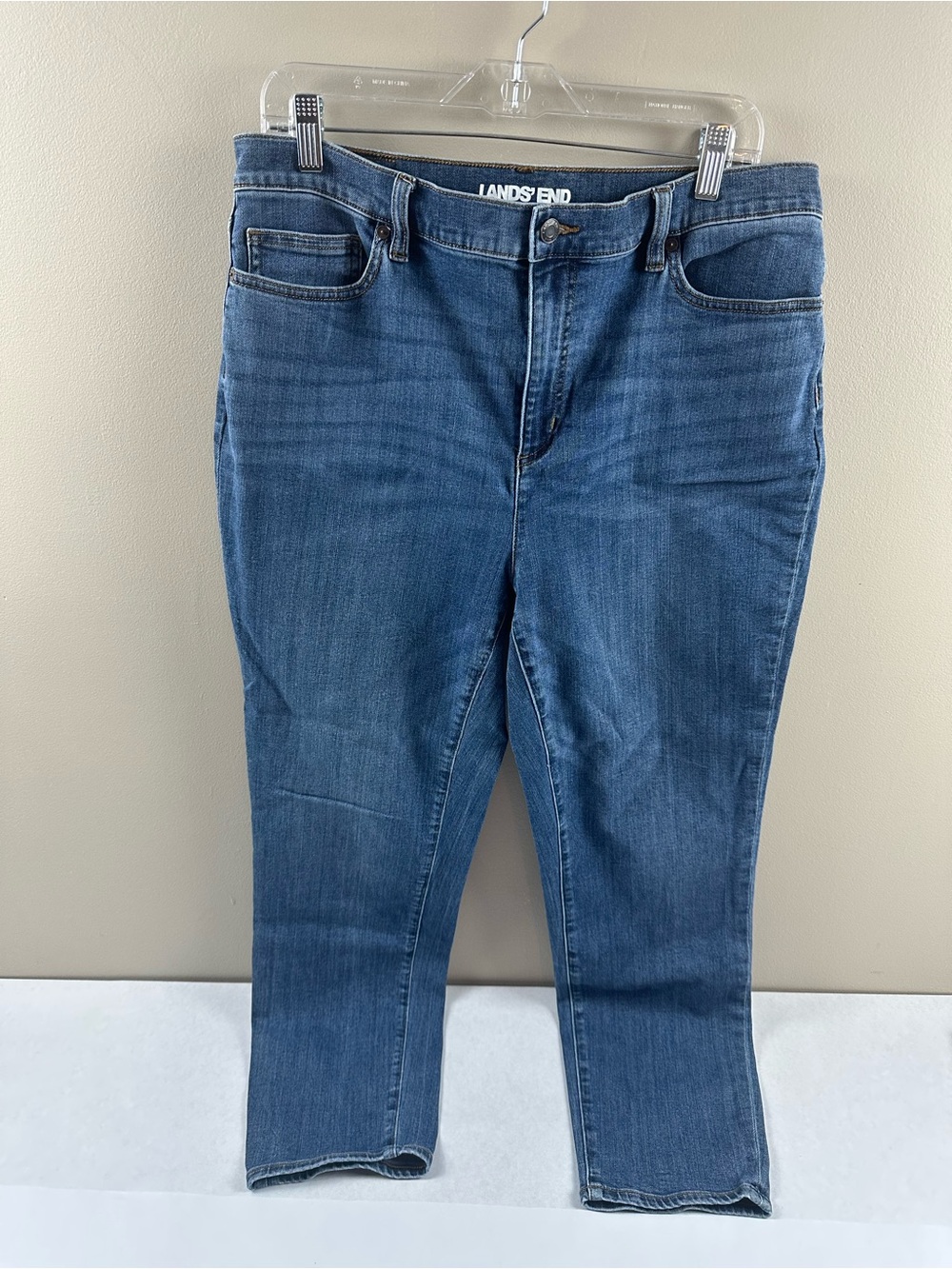 Lands' End Women's Mid-Blue Ankle Jeans